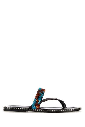 Dries Van Noten Chocolate Leather Thong Slippers