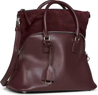 Maison Margiela Womens Handbag 5ac Soft Medium Burgundy Calf Leather Handbags Hand Bags
