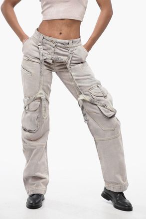 Off-white Jeans Cargo Baggy Fit Effetto Candeggiato con Dettagli in Stile Harness 22cm Off-White