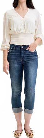 Judy Blue Melanie Cuffed Capri Jeans In Dark Wash