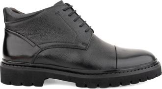 Alberto Gozzi Black Sleek Closed Front Rugged Sole Leather Ankle Boots