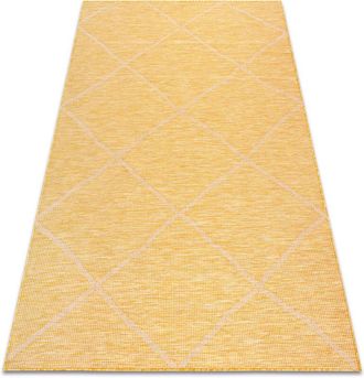 RugsX Rugsx - Carpet sisal patio 3075 diamonds Flat woven yellow / beige yellow 194x290 cm