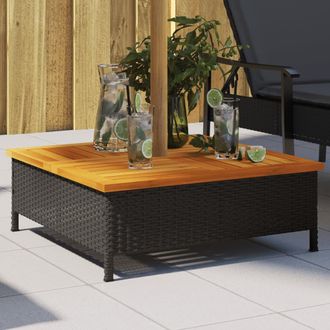 vidaXL Cubierta Para Base Sombrilla Rat&aacute;n Pe Acacia Negro 70x70x25 Cm Vidaxl