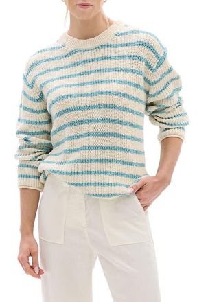 Hatley Stripe Crewneck Cotton Sweater in Whisper White at Nordstrom, Size X-Small