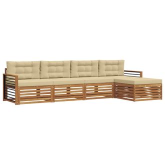 vidaXL Conjunto De Sof&aacute;s De Exterior Con Coj&iacute;n 5 Pcs Natural Y Beige Vidaxl