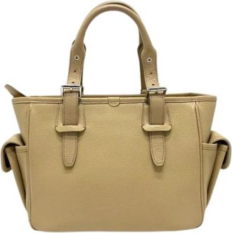 Burberry Pre-owned Logo Handbag - Dames - Vintage Handtas - Beige - ONE Size - Leer - Vintage