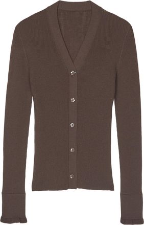 Cecilie Bahnsen Ribbed Merino Wool Cardigan With Decorative Flower Buttons