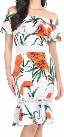 NikiBiki Blossoms Off Shoulder Ruffle Dress In Orange