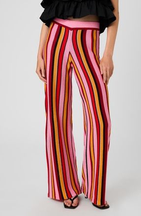 French Connection Motley Stripe Knit Flare Pants in Sunkissed Orange Multi at Nordstrom, Size X-Small