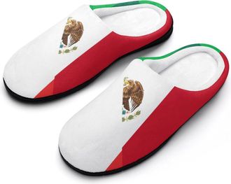 Generic Italy And Mexican Flag Fashion Cotton Slippers for Women Memory Foam House Slippers Non-Slip House Bedroom Shoes