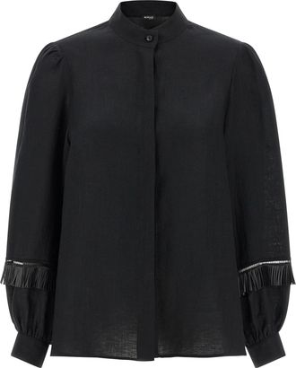Kiton Black Linen Womens Blouse