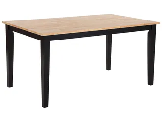 Beliani Beliani - Tavolo Da Pranzo Legno Di Gomma Marrone Chiaro Gambe Nere 90 X 150 Cm Georgia