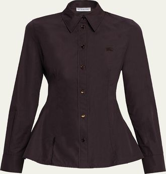 Burberry Eliza Long-Sleeve Peplum Button-Down Shirt