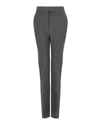 Ferragamo Womens Straight Leg Wool Trousers In Grey