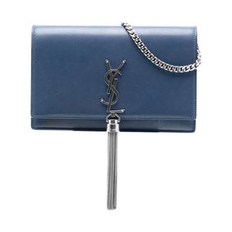 Saint Laurent Pre-owned Chain Detail Wallet - Dames - Pre-owned - Blauw - Maat: ONE Size