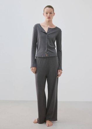 Mango Pantaloni pigiama cotone sfilacciato grigio - Donna - S - MANGO