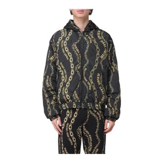 Versace Jeans Couture Winter Jackets, male, Black, L, Chain Print Puffer Jacket