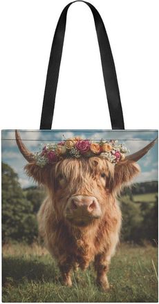 Generic Highland Cow in The Scottish Highlands Tote Bag for Women Men Shoulder Bags Purses Pouch Handbags