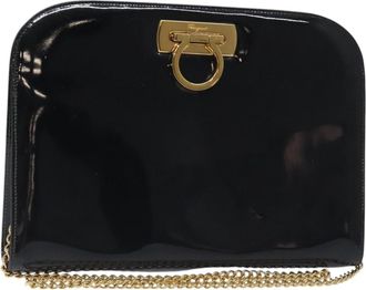Ferragamo Vintage Gancini Chain Shoulder Bag Leather Patent_Leather Bag (Pre-Owned)