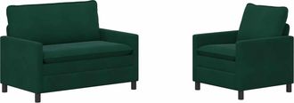 vidaXL Juego De Sof&aacute; 2 Uds. Verde Oscuro Terciopelo Vidaxl