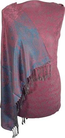 World of Shawls Ladies Floral Paisley Bordered Pashmina Feel Shawl Scarf Wrap Stole Luxuriously Warm Soft and Silky Touch (DuskyPink/Turquoise_5234)