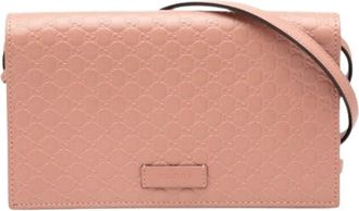 Gucci Pre-owned Cross Body Bags, female, Pink, Size: ONE SIZE Pre-owned Embossed Leather Crossbody Bag