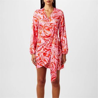 Never Fully Dressed Vienna Mini Wrap Dress In Pink Romance