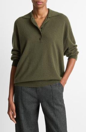 Vince Cashmere & Silk Polo Sweater in Herba at Nordstrom Rack, Size X-Large
