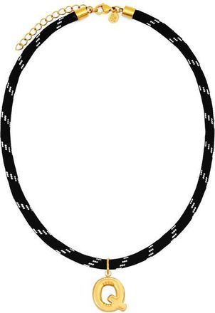 Petit Moments Bubble Initial Pendant Cord Necklace in Black-Q at Nordstrom