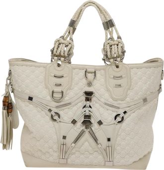 Gucci Horsebit White Leather Handbag (Pre-Owned)