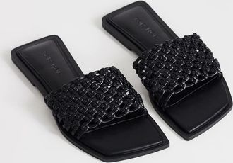 Topshop Eve - Sandali bassi intrecciati neri-Nero