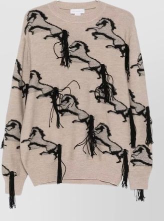Stella McCartney virgin wool ribbed crew neck embroidered jumper