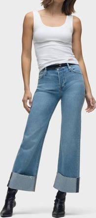 Hudson Rosie High Rise Wide Leg Ankle Cuff Jeans In Oak