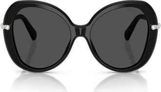 Swarovski 55mm Butterfly Sunglasses in Black /Dark Grey at Nordstrom