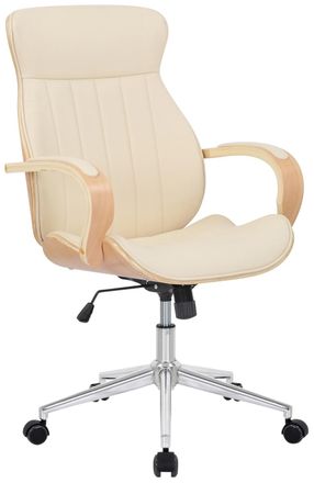 Clp Silla de oficina giratoria regulable en Simil cuero Natural/crema