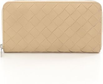 Bottega Veneta Beige Leather Long Wallet (Bi-Fold) (Pre-Owned)