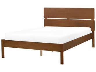 Beliani Moderna Struttura Letto Matrimoniale 120 X 200 Cm Testiera A Doghe Marrone Scuro Boisset