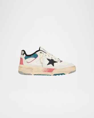 Golden Goose Mens Forty2 Leather and Suede Low-Top Sneakers