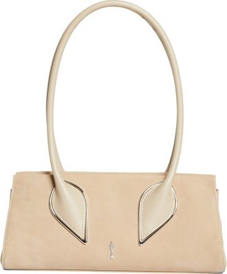 Christian Louboutin Medium Baguette Nubuck Leather Shoulder Bag in F702 Saharienne at Nordstrom