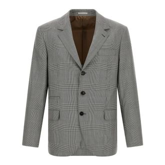 Brunello Cucinelli Prince of Wales Blazer - male - Brunello Cucinelli - Blazers - Gray - 3XL - Jackets