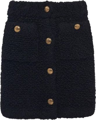Prada button-up boucl&eacute; mini skirt - women - Wool - 44 - Black