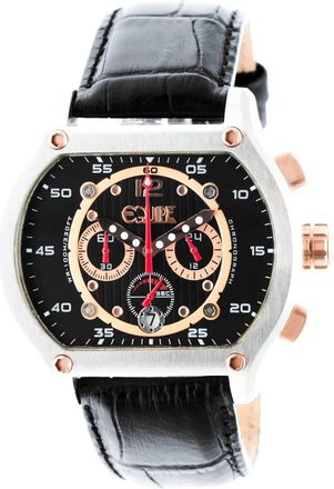 EQUIPE Dash Chronograph Black Dial Black Leather Mens Watch E710
