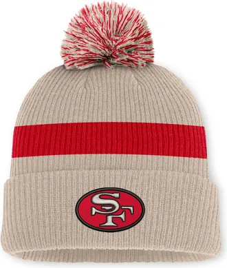 Nike San Francisco 49ers Rewind Peak Nike Mens NFL Cuffed Pom Beanie in Brown | NF160J2Q73V-M17
