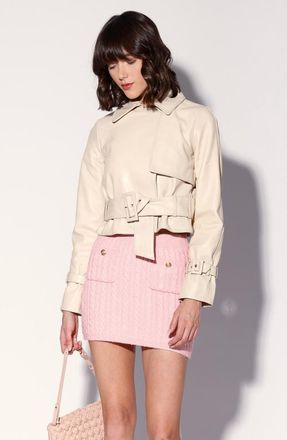 Walter Baker Rexa Short Leather Trench Jacket in Oyster at Nordstrom, Size X-Small