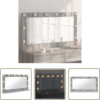 vidaXL Illuminazione LED - Specchio da Vanit&agrave; Rettangolare Grigio Sonoma 100 x 55 x 18 cm