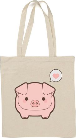 Generic Cute little piglet in love art Natural Cotton Tote Bag White