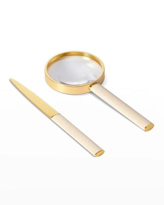 Aerin Faux Shagreen Magnifying Glass and Letter Opener Set