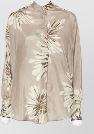 Brunello Cucinelli silk shirt long sleeves collared neck