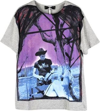 Versus Grey Cowboy Print T-Shirt Size S