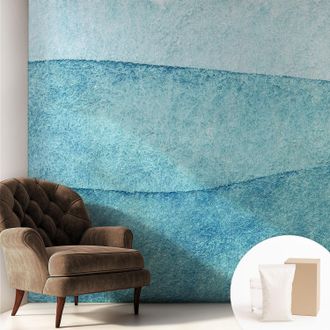 Tulup Carta Da Parati Non Tessuto - Con Colla Inclusa Per Camera Da Letto - Facile Da Applica - Motivo Decorativo Onde Blu 250x250 Cm